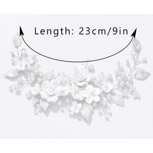Elegant Floral Bridal Hair Vine - White Wedding Hairpiece